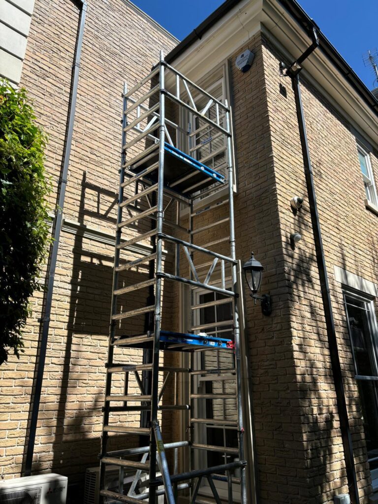 Suzannah & Co - professional painting and decorating – interior & exterior painting, wallpapering, kitchen furniture cabinetry refinishing in and around Sussex. Image of scgaffolding.